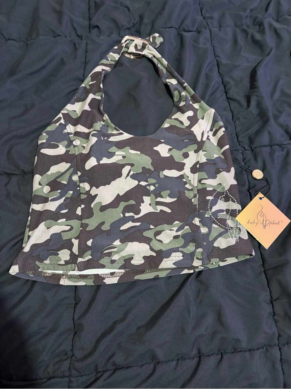 Baby Phat Green Camo Halter Crop Top